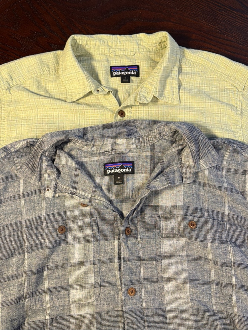 (Bundle of 2) Patagonia Shirt Hemp Plaid Button Down Short Sleeve Men's M